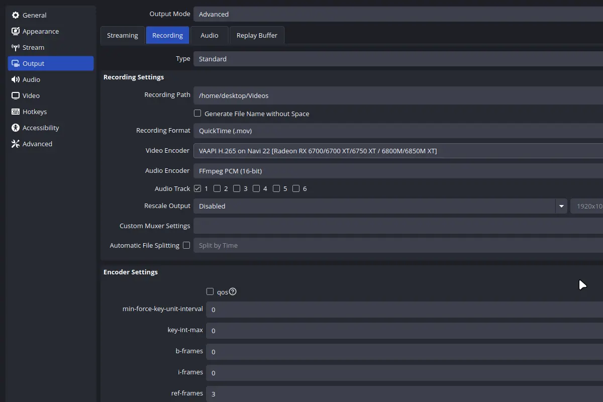 Standard OBS Settings For Davinci Resolve on Linux