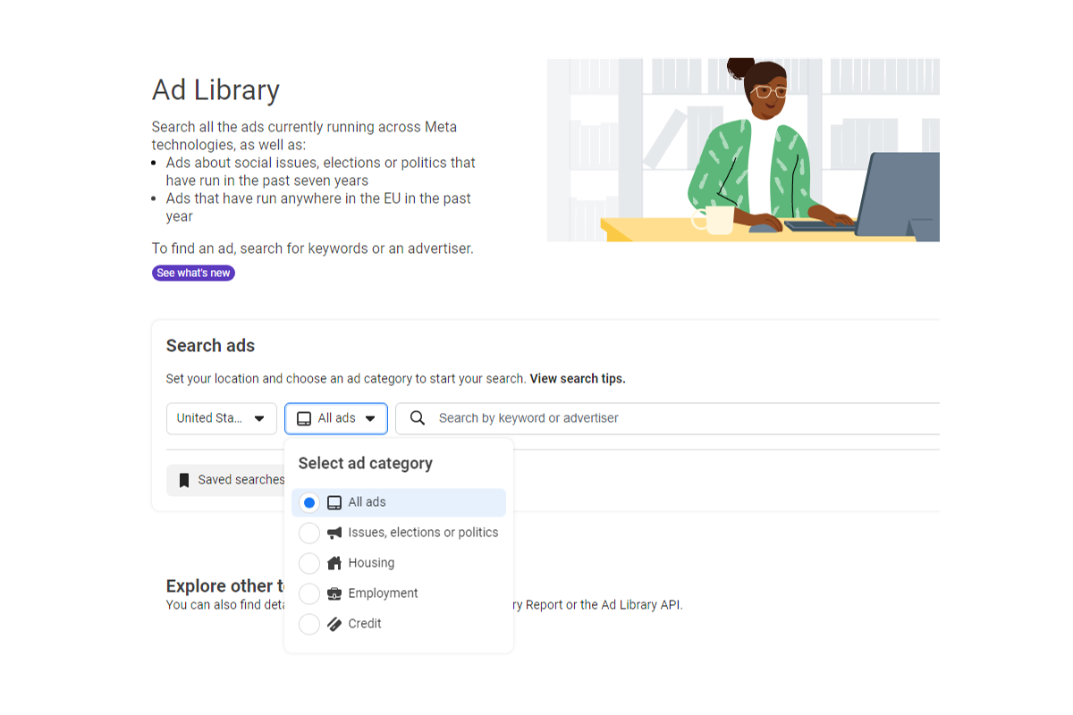 Facebook Ad Library Search Categories