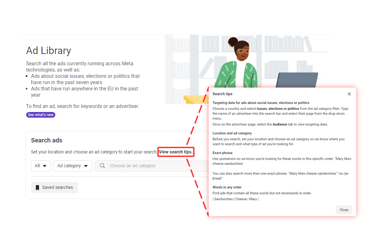 Facebook Ad Library Search Tips