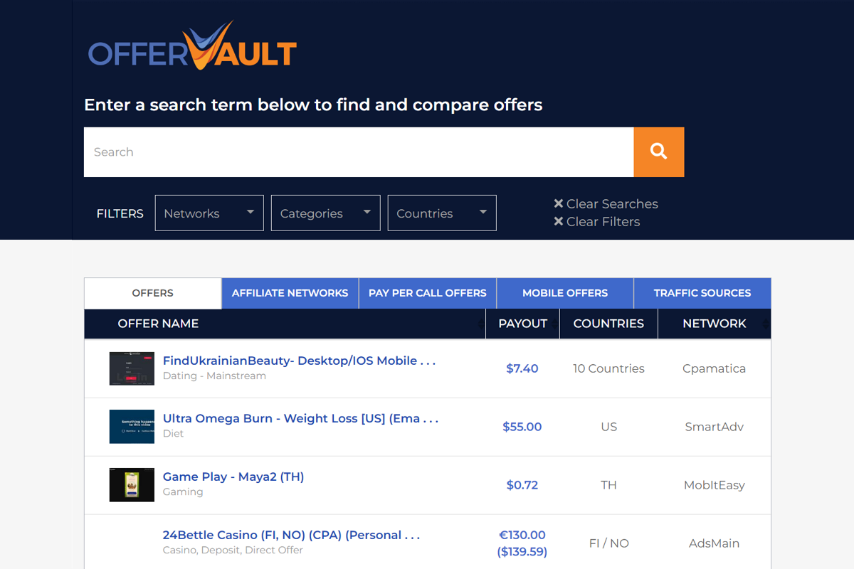 Offer Vault Home Page